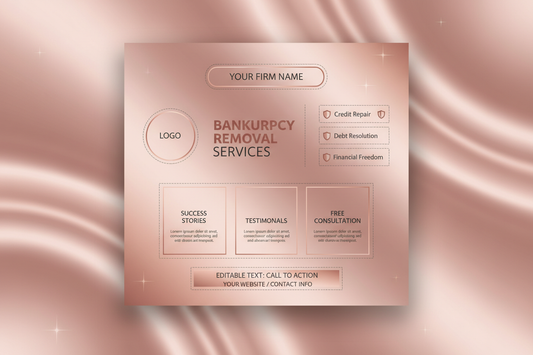canva editable mockup for bankruptcy removal with rose-gold backround