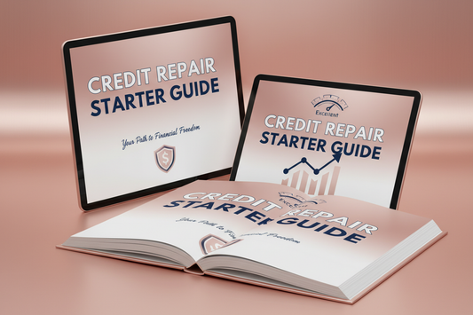 make a mockup for credit repair starter guide with rose-gold background