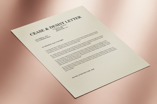 mockup cease desist from with rose-gold backround