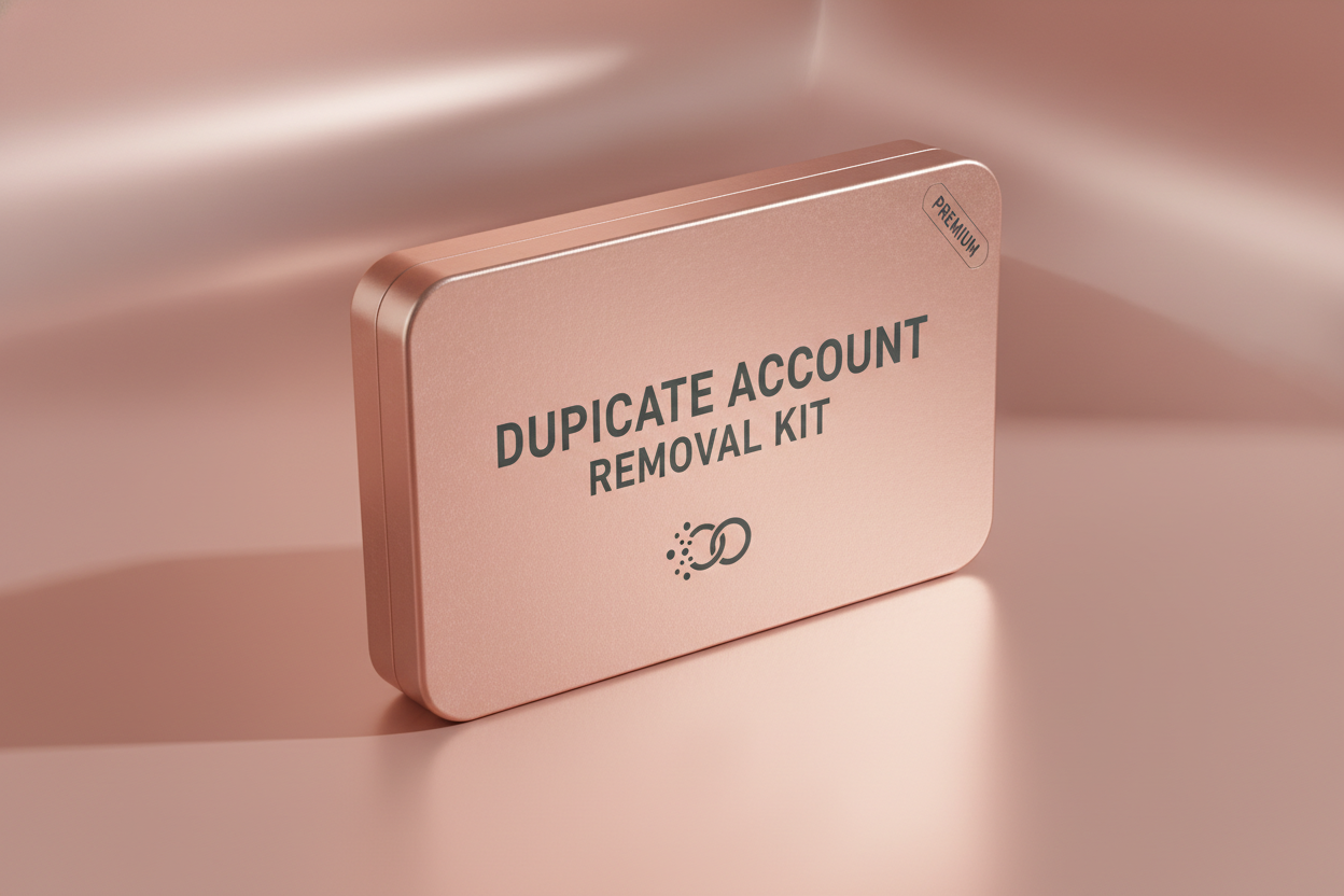 mockup duplicate account removal kit with rose-gold backround