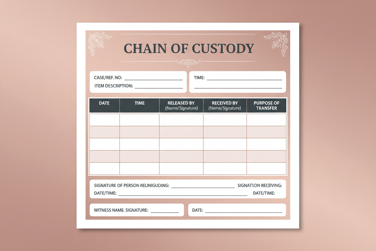 mockup a chain of custody template with rose-gold background 