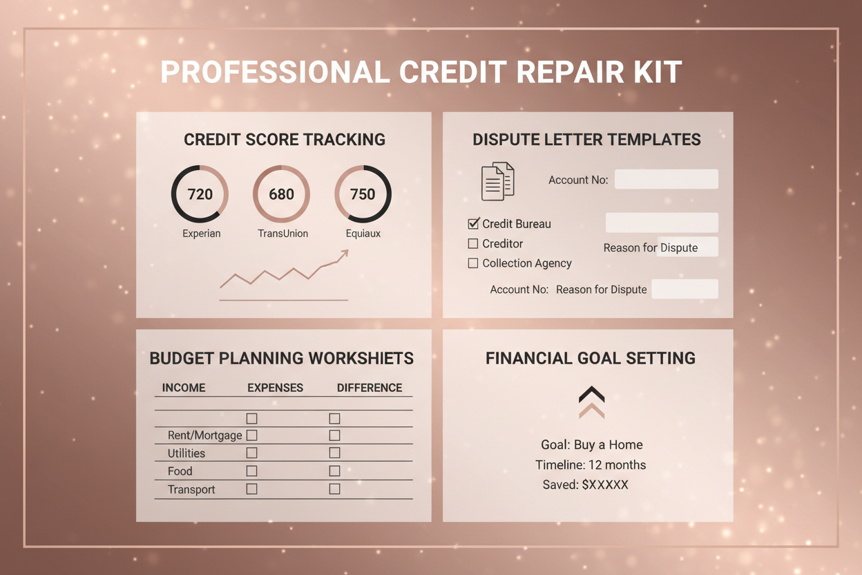 mockup a credit repair tools kit template with rose-gold background 