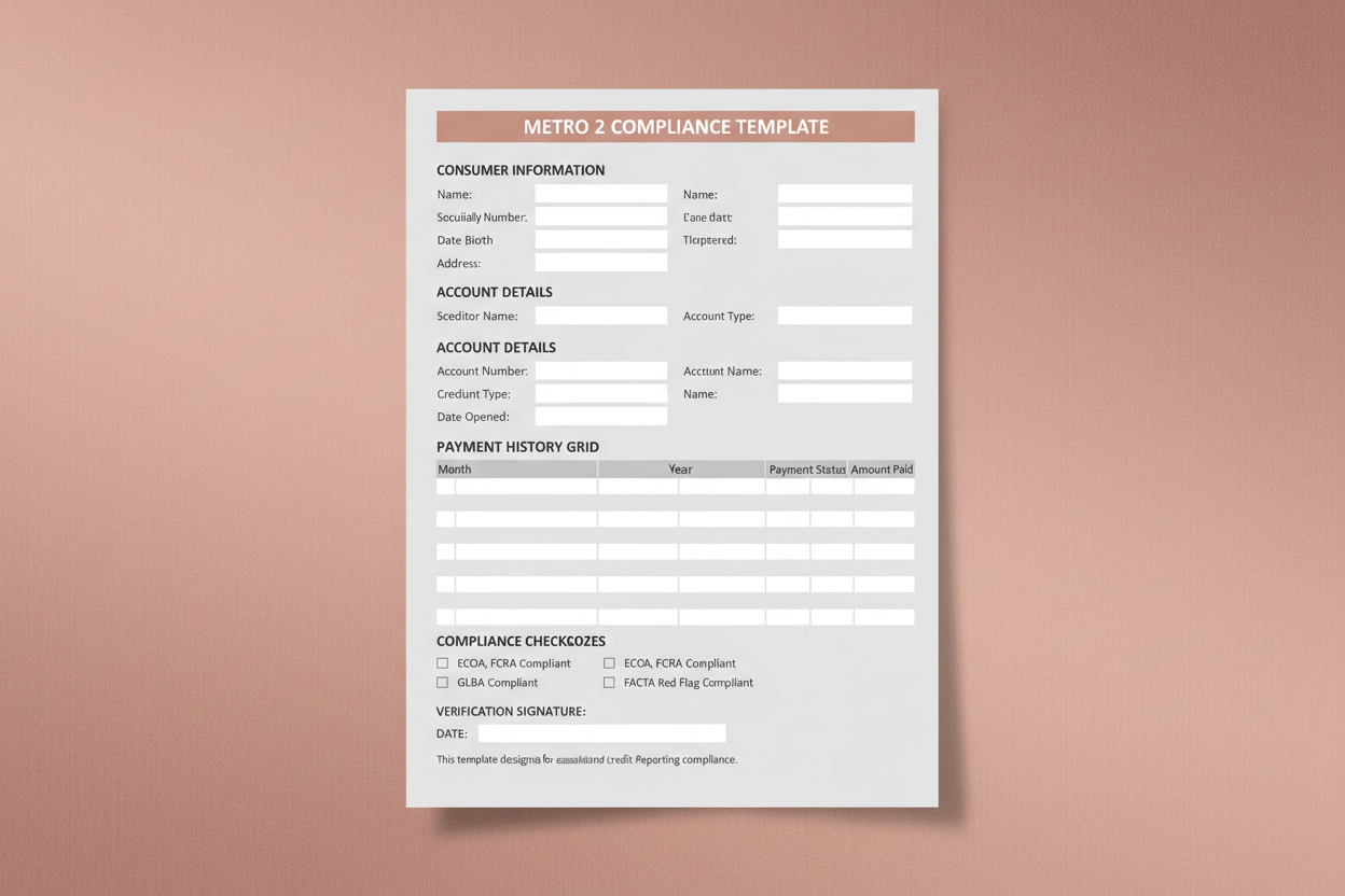 mockup a metro 2 compliance template with rose-gold background 