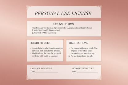 mockup a template for personal use license with rose-gold background  