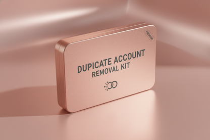 mockup duplicate account removal kit with rose-gold backround