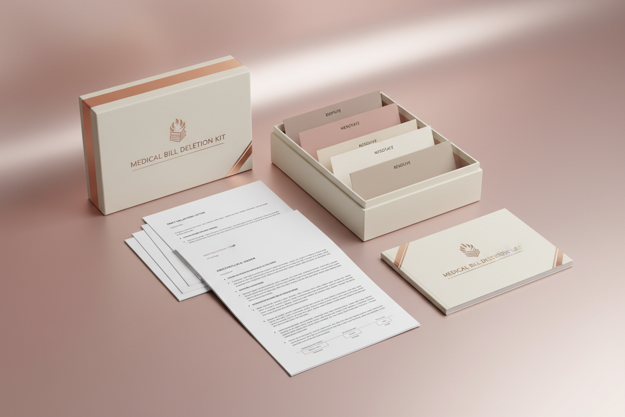 mockup medical bill deletion kit with rose-gold  backround