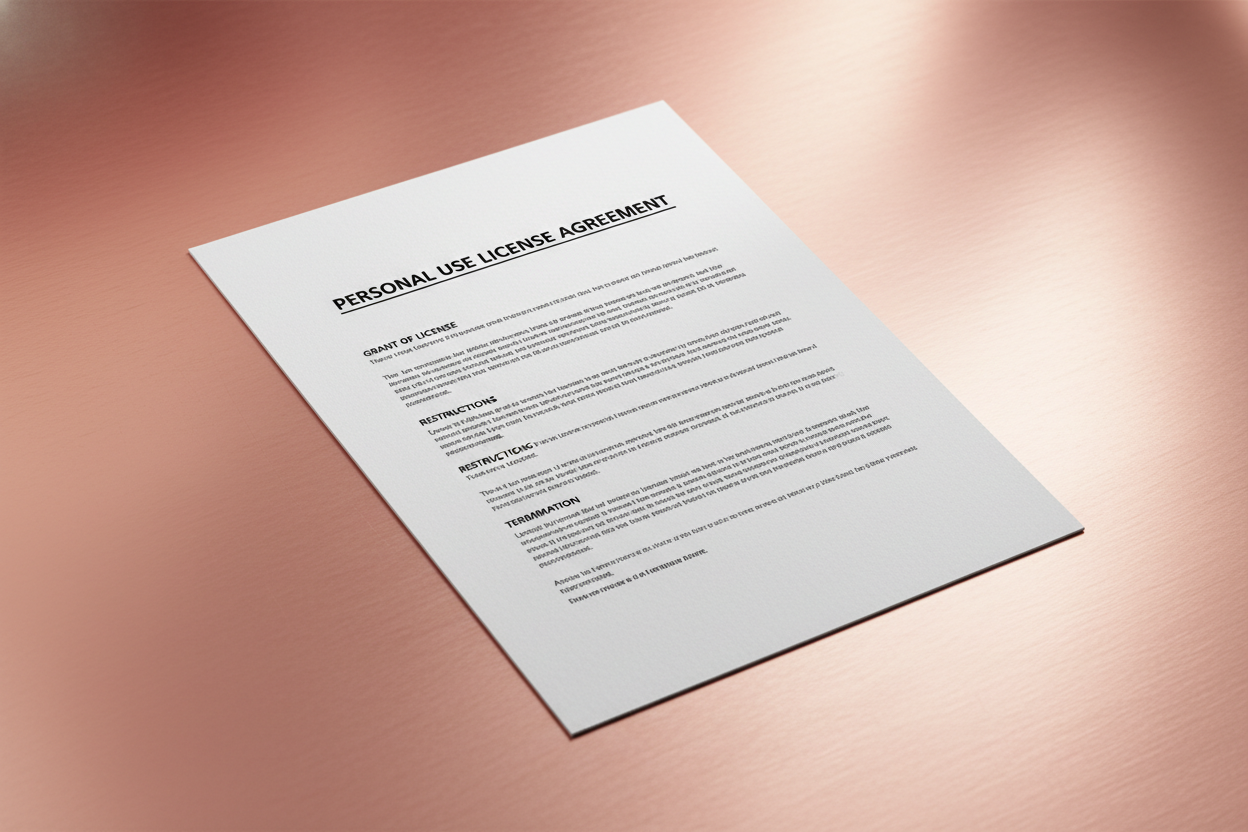 mockup pdf personal use license image with rose-gold backround