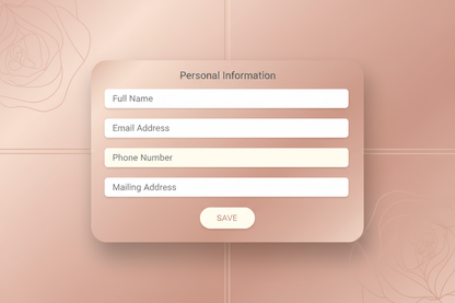 mockup personal info with rose-gold backround