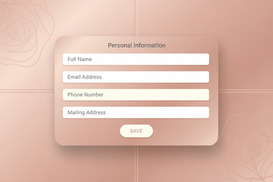 mockup personal info with rose-gold backround